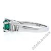 Image 3 : 14kt White Gold 1.33 ctw Emerald Solitaire and Baguette Diamond Step Ring