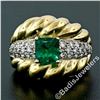 Image 3 : Vintage 18kt Gold 2.29 ctw GIA Certified Colombian Emerald and Diamond Cocktail