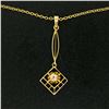 14k Gold Cushion Mine Cut Diamond Lavalier Pendant