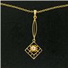 Image 1 : 14k Gold Cushion Mine Cut Diamond Lavalier Pendant