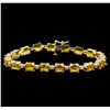 Image 1 : 15.57 ctw Yellow Sapphire and Diamond Bracelet - 14KT Yellow Gold