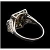 Image 3 : 1.20 ctw Fancy Light Brown Diamond and White Sapphire Ring - Platinum