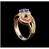 Image 4 : 14KT Two-Tone Gold 1.04 ctw Tanzanite, Morganite and Diamond Ring