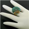 Image 8 : Vintage Large 18k Yellow Gold 50 Natural Round Turquoise Wire Dome Cocktail Ring
