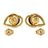 Image 5 : 14kt Yellow Gold 6.6mm Round Pearl Open Stud Earrings