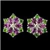 Image 1 : Natural Rhodolite, Chrome Diopside, & Sapphire Earrings
