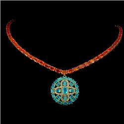 Natural Ethopian Orange Opal & Blue Apatite Necklace