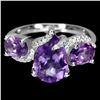 Image 1 : Natural Unheated Pear Amethyst 12x8 MM Ring