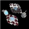 Image 2 : Natural Ethopian White Opal and Red Ruby Earrings