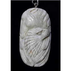 Hand Carved Antler Horse & Eagle Pendant