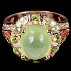 NATURAL AAA GREEN PREHNITE & PERIDOT Ring