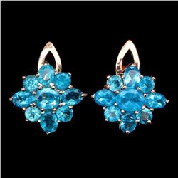 Natural AAA Neon Blue Apatite 22.68 Ct Earrings