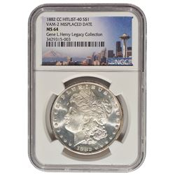 1882-CC $1 Morgan Silver Dollar Coin NGC MS64