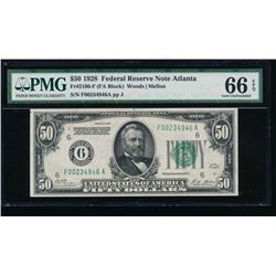 1928 $50 Atlanta Federal Reserve Note PMG 66EPQ