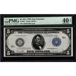 1914 $5 San Francisco Federal Reserve Note PMG 40EPQ