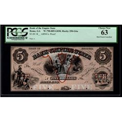 1800's $5 Bank of the Empire State Note PCGS 63