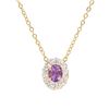 Image 1 : Plated 18KT Yellow Gold 0.65ct Amethyst and Diamond Pendant with Chain