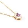 Image 2 : Plated 18KT Yellow Gold 0.65ct Amethyst and Diamond Pendant with Chain