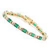 Image 1 : Plated 18KT Yellow Gold 10.00ctw Green Agate and Diamond Bracelet