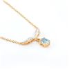 Image 2 : Plated 18KT Yellow Gold 0.85ct Blue Topaz and Diamond Pendant with Chain