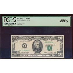 1963 $20 San Francisco Federal Reserve Star Note PCGS 65PPQ