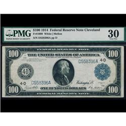 1914 $100 Cleveland Federal Reserve Note PMG 30