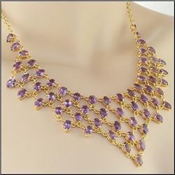 Plated 18KT Yellow Gold 41.00ctw Amethyst Pendant with Chain