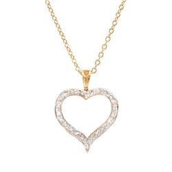 Plated 18KT Yellow Gold Diamond Heart Pendant with Chain