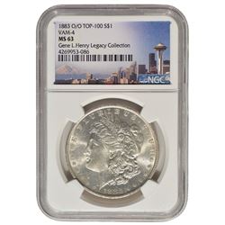 1883-O/O $1 Morgan Silver Dollar Coin NGC MS63