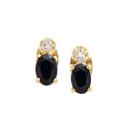 Plated 18KT Yellow Gold 1.10ctw Black Sapphire and Diamond Earrings