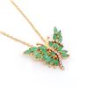 Image 2 : Plated 18KT Yellow Gold 3.50ctw Emerald and Diamond Pendant with Chain