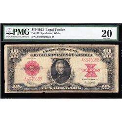 1923 $10 Poker Chip Legal Tender Note PMG 20