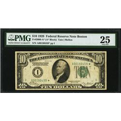 1928 $10 Boston Federal Reserve STAR Note PMG 25