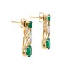 Image 2 : Plated 18KT Yellow Gold 2.65ctw Green Agate and Diamond Earrings