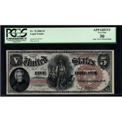 1880 $5 Woodchopper Legal Tender Note PCGS 30