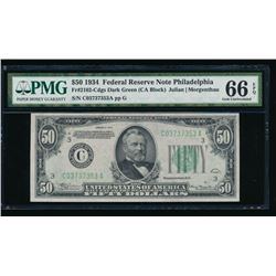 1934 $50 Philadelphia Federal Reserve Note PMG 66EPQ