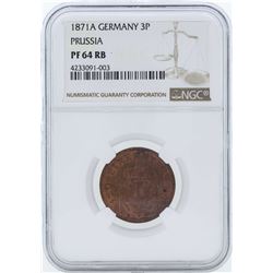 1871A Germany 3 Pfenninge Prussia Proof Coin NGC PF64RB