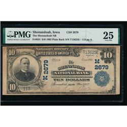 1902 $10 Shenandoah National Bank Note PMG 25