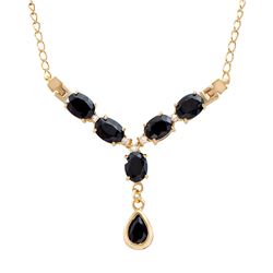 Plated 18KT Yellow Gold 9.10ctw Black Sapphire and White Topaz Pendant with Chain