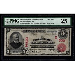 1902 $5 Philadelphia National Bank Note PMG 25