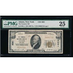 1929 $10 Adams National Bank Note PMG 25