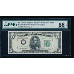 1950A $5 New York Federal Reserve STAR Note PMG 66EPQ