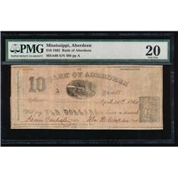 1862 $10 Aberdeen Obsolete Note PMG 20