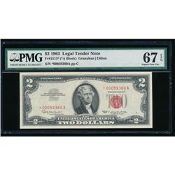 1963 $2 Legal Tender STAR Note PMG 67EPQ