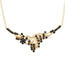 Plated 18KT Yellow Gold 3.25ctw Black Sapphire and Diamond Pendant with Chain