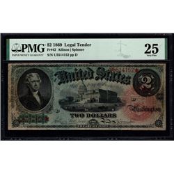 1869 $2 Rainbow Legal Tender Note PMG 25