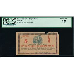 1862 Five Cent Empire Bank Note PCGS 50