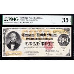 1922 $100 Gold Certificate PMG 35EPQ