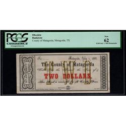 1862 $2 County of Matagorda Note PCGS 62