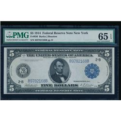 1914 $5 New York FRN PMG 65EPQ